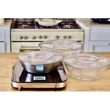 DBakerAid Smart Hub with Multi-Use Bowls: 2.5L, 4.5L Borosilicate and 1.65L Stainless Steel with Lids